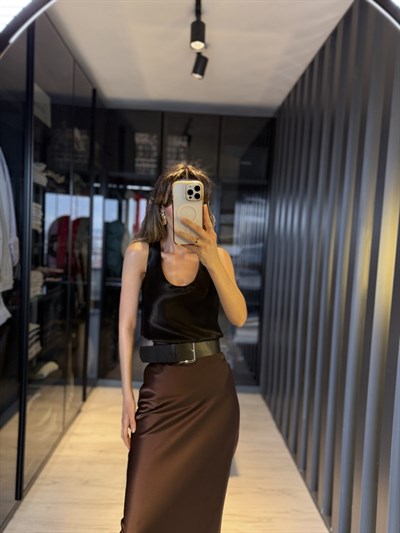Saten askılı bluz