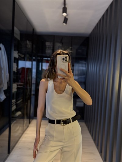 Saten askılı bluz