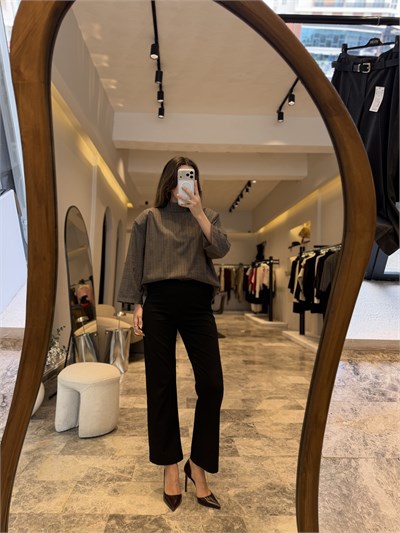 SİYAH FLARE KUMAŞ PANTOLON