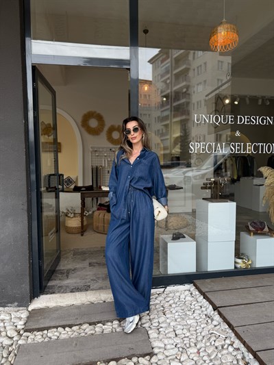 Lacivert Tensel Denim Takım 