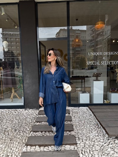 Lacivert Tensel Denim Takım 