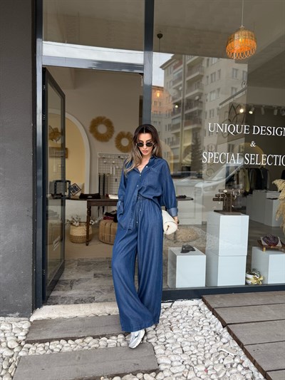 Lacivert Tensel Denim Takım 