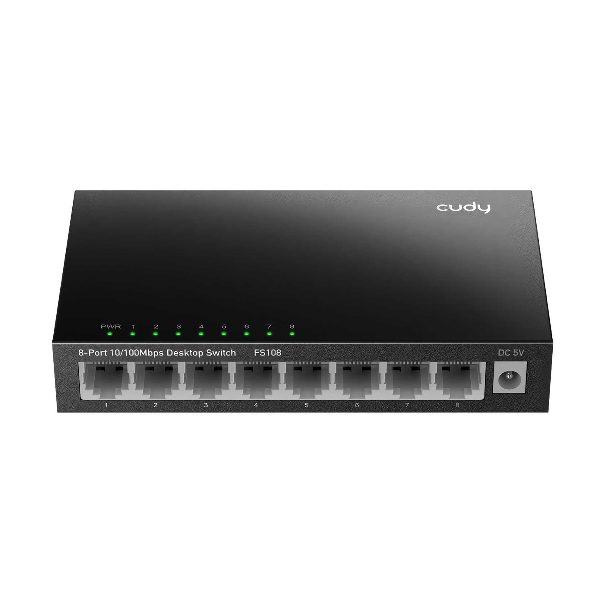 Cudy FS108 8Port 10/100Mbps Duvar Montajlı Metal Masaüstü…