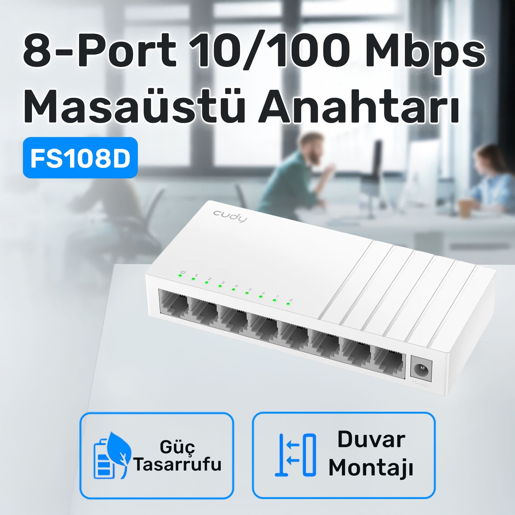 Cudy FS108D 8 Port Megabit Switch port detayları