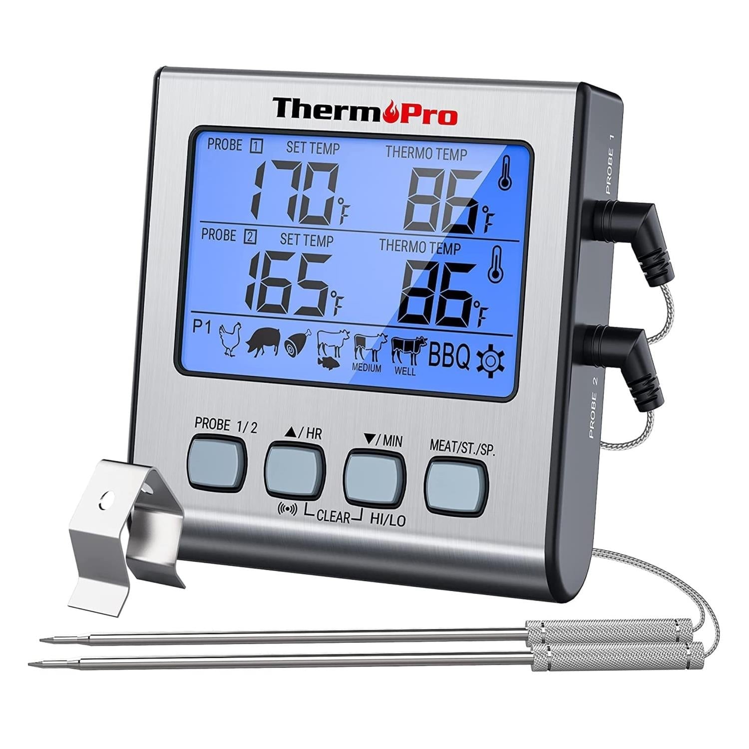 ThermoPro TP17 Alarmlı, Aydınlatmalı, Çift Çelik Problu ve…