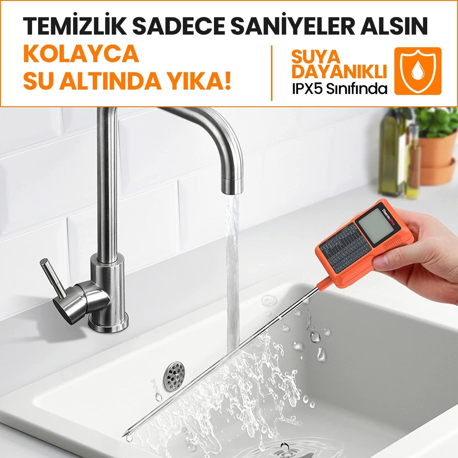 ThermoPro TP510 su altında temizleniyor
