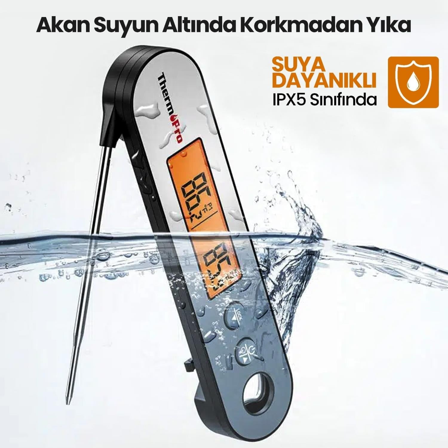 ThermoPro TP610 su altında yıkanırken