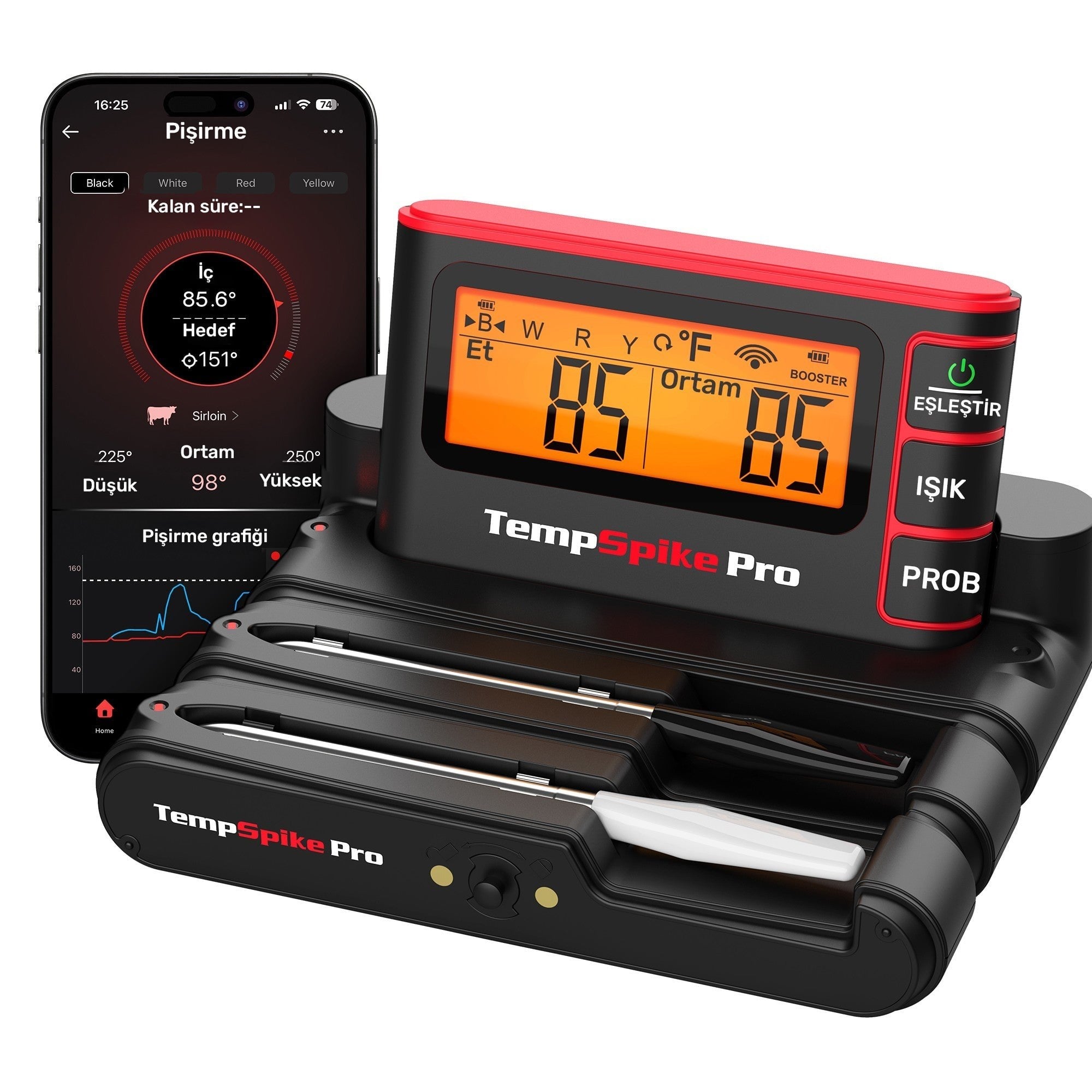 Thermopro TP980-2 Şarjlı 320m Kablosuz Alarmlı 2Problu APP,…