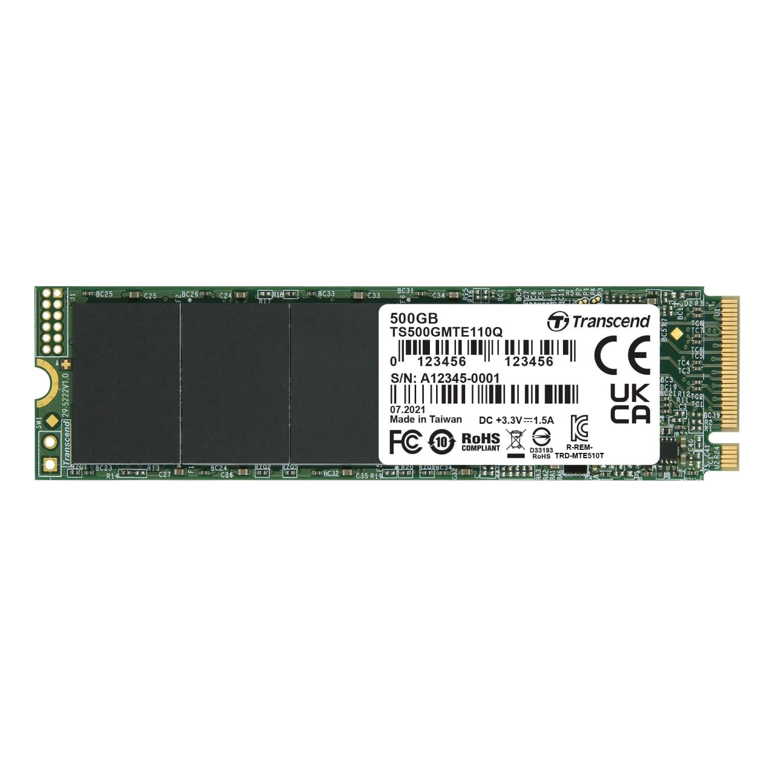 Transcend TS500GMTE110Q 500GB 1900/900MB/s PCIe Gen3x4 2280…
