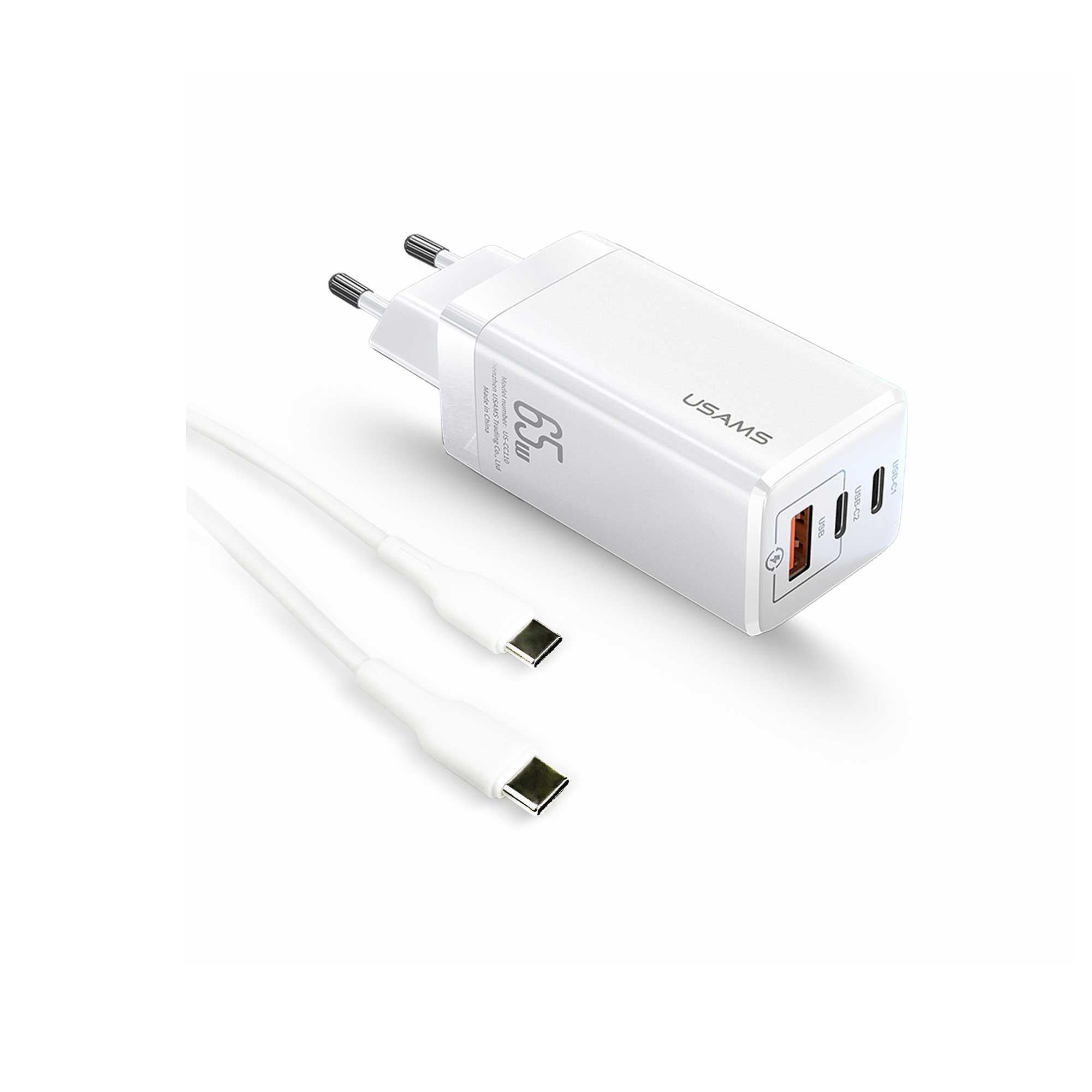 Usams US-CC110 65W GaN Şarj Başlığı + US-SJ459 100W Type-C…