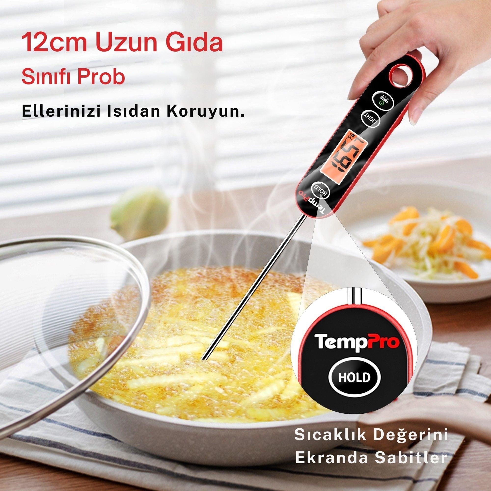 Thermopro IC6030 Su Geçirmez Hızlı Sonuç LCD Ekranlı Daldırma Saplama Gıda Pişirme Termometresi