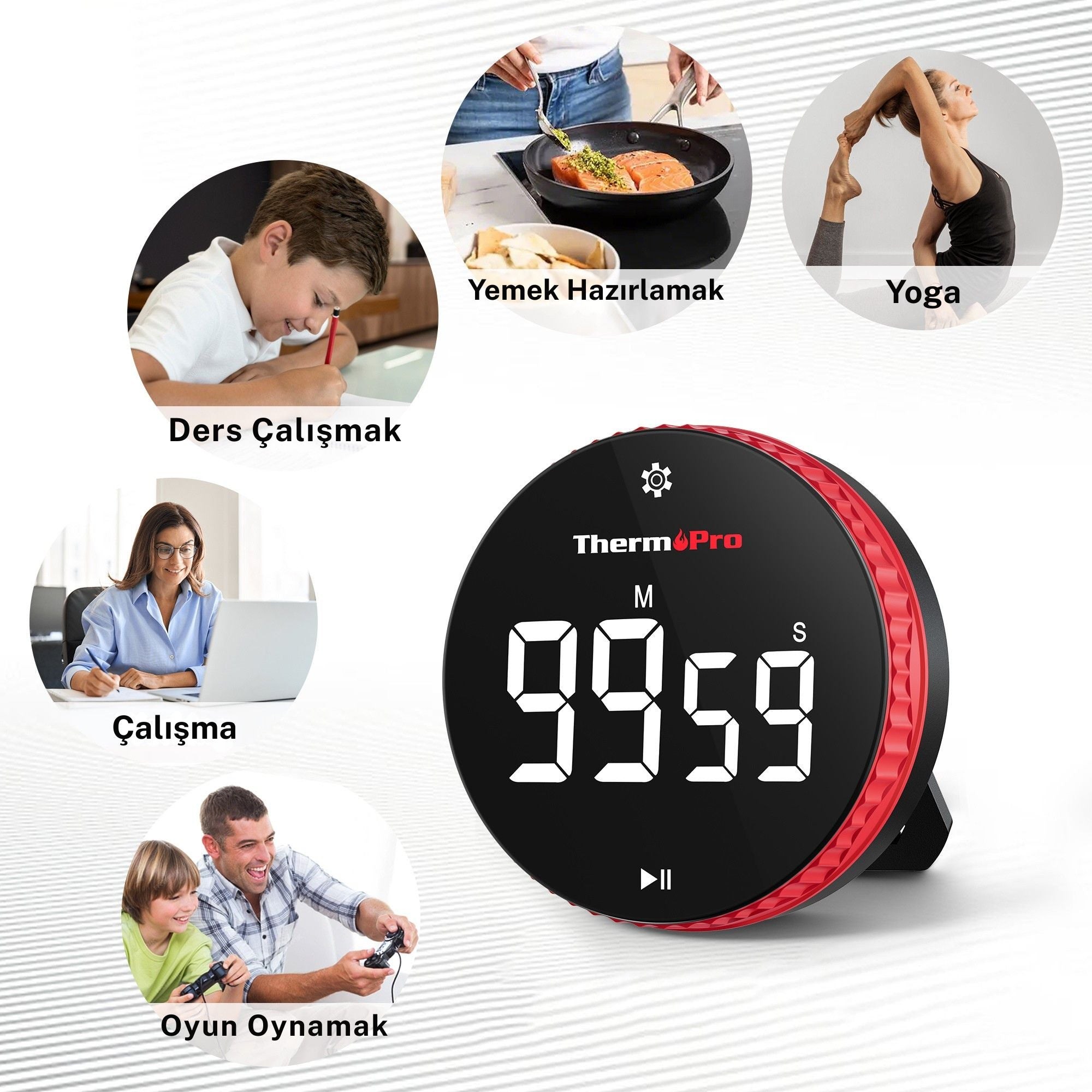 Thermopro TM04 Akıllı Dijital Mıknatıslı Ledli Alarmlı 100dk Profesyonel Kronometre Zamanlayıcı