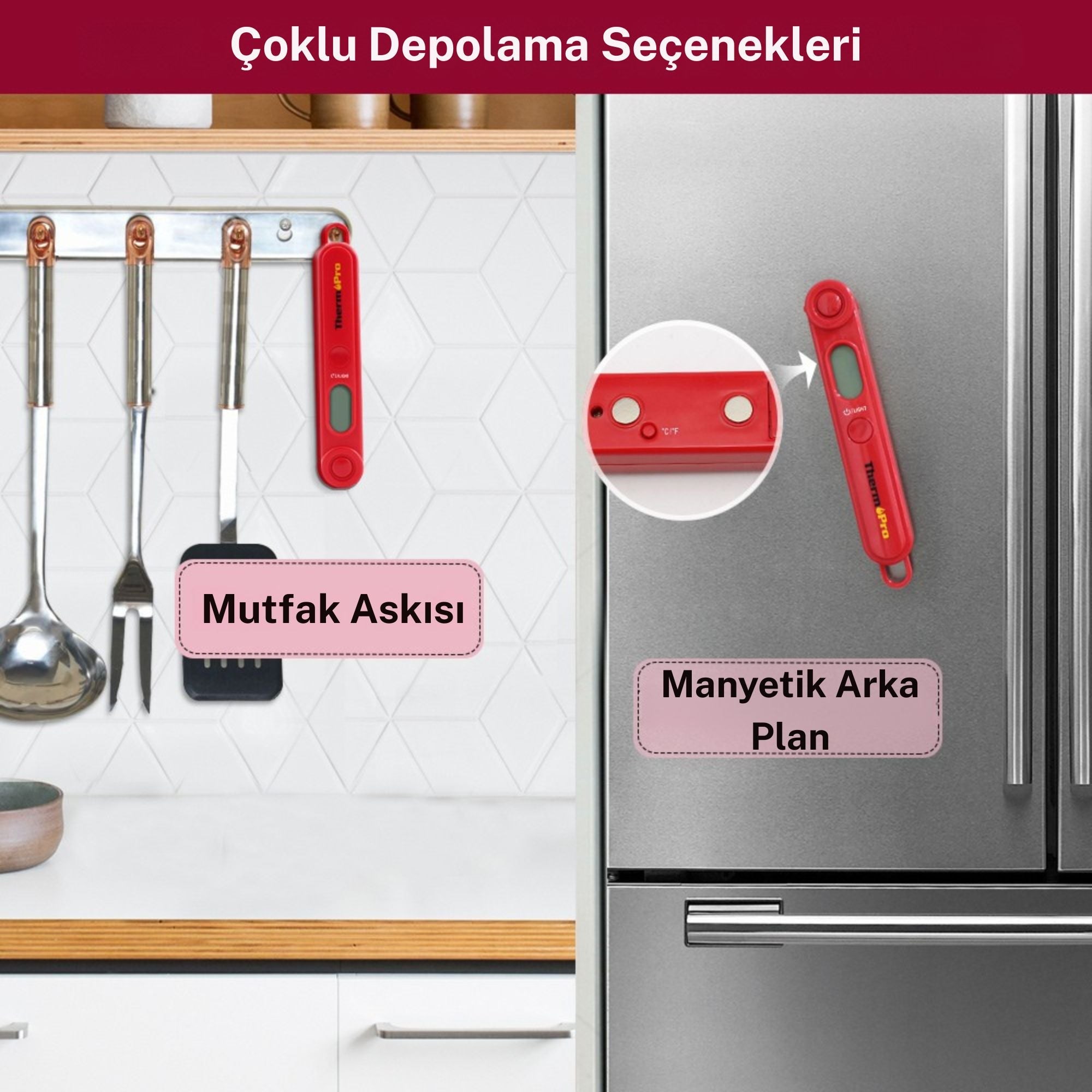 Thermopro TP03B Su Geçirmez Katlanabilir Profesyonel Gıda Pişirme Termometresi