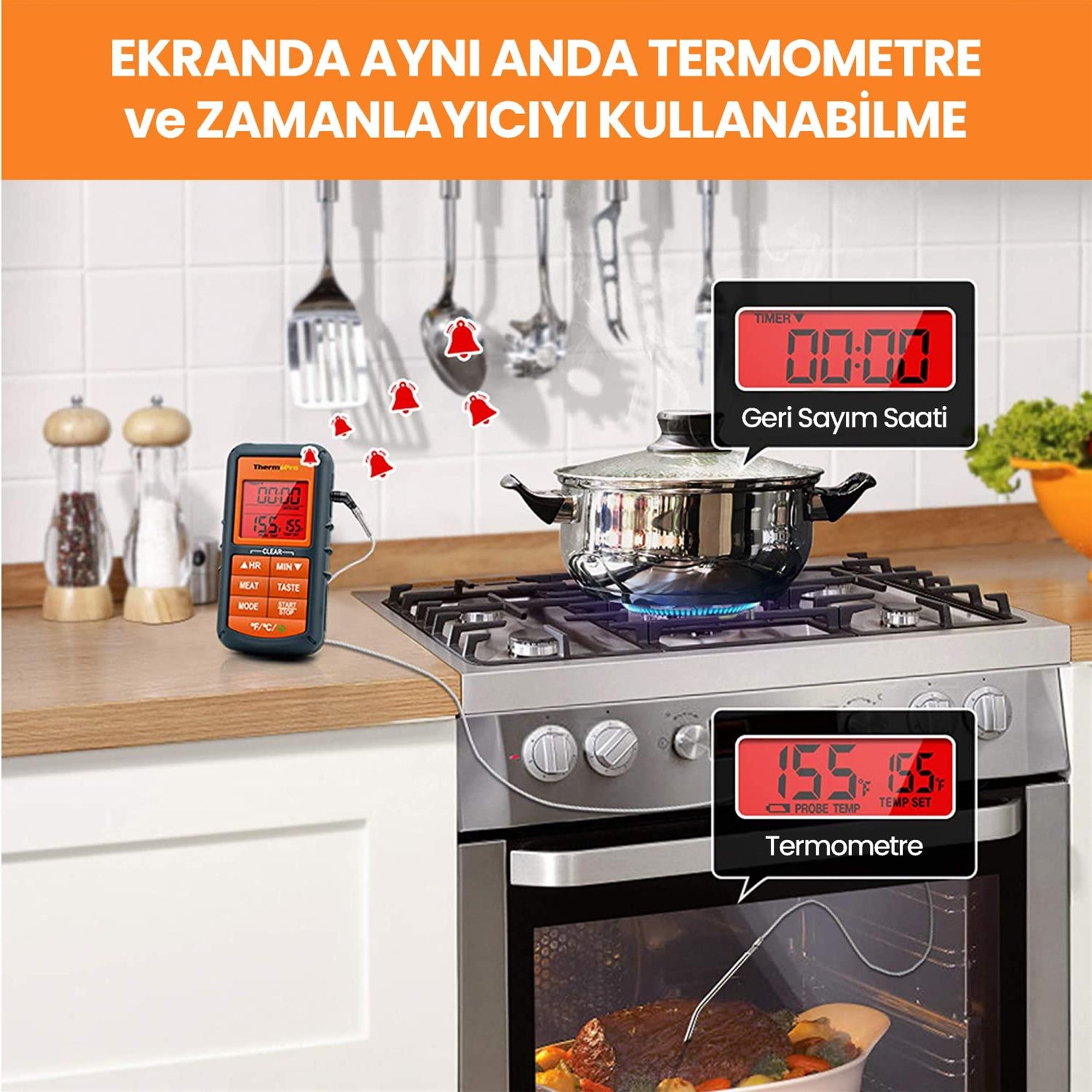 ThermoPro TP06B Çelik Proplu Dijital Profesyonel Gıda Pişirme Termometresi