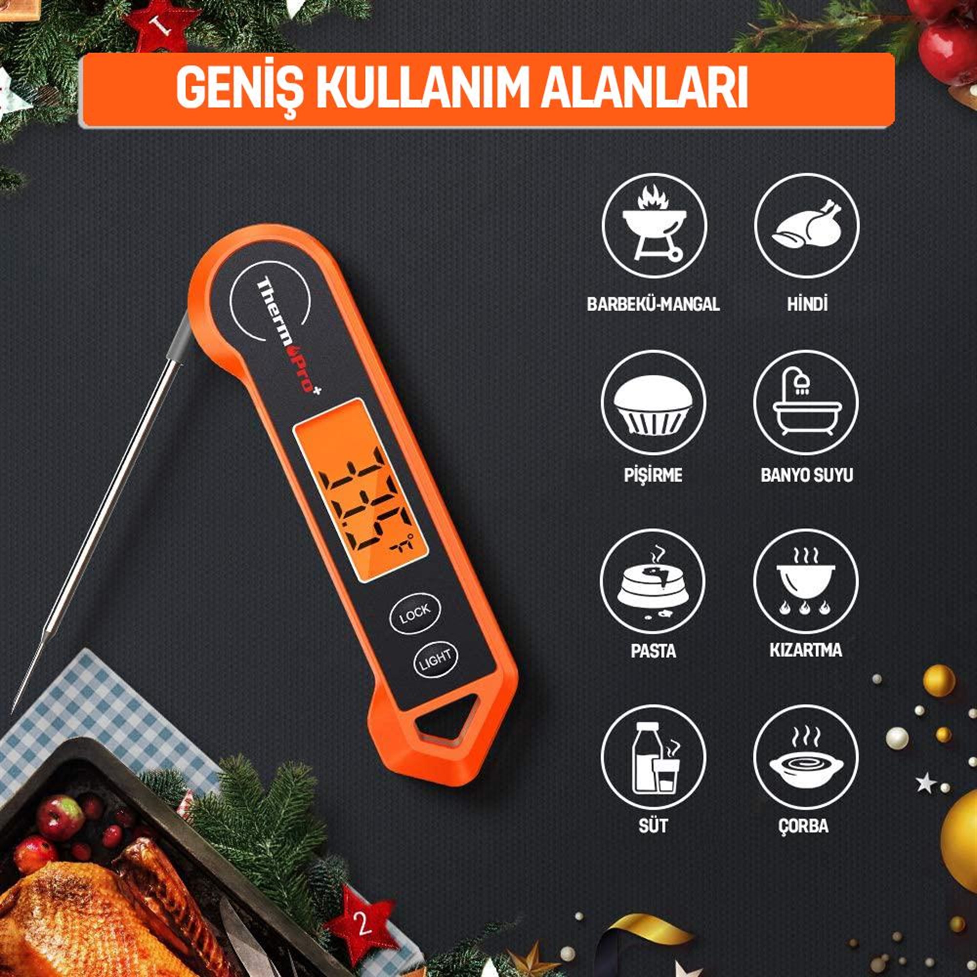 ThermoPro TP19H Su Geçirmez Katlanabilir Gıda Termometresi