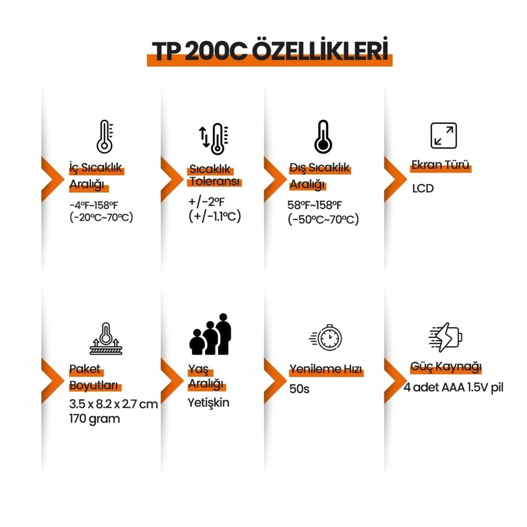 ThermoPro TP200C Wifi İç-Dış Mekan Dijital Sıcaklık Termometre
