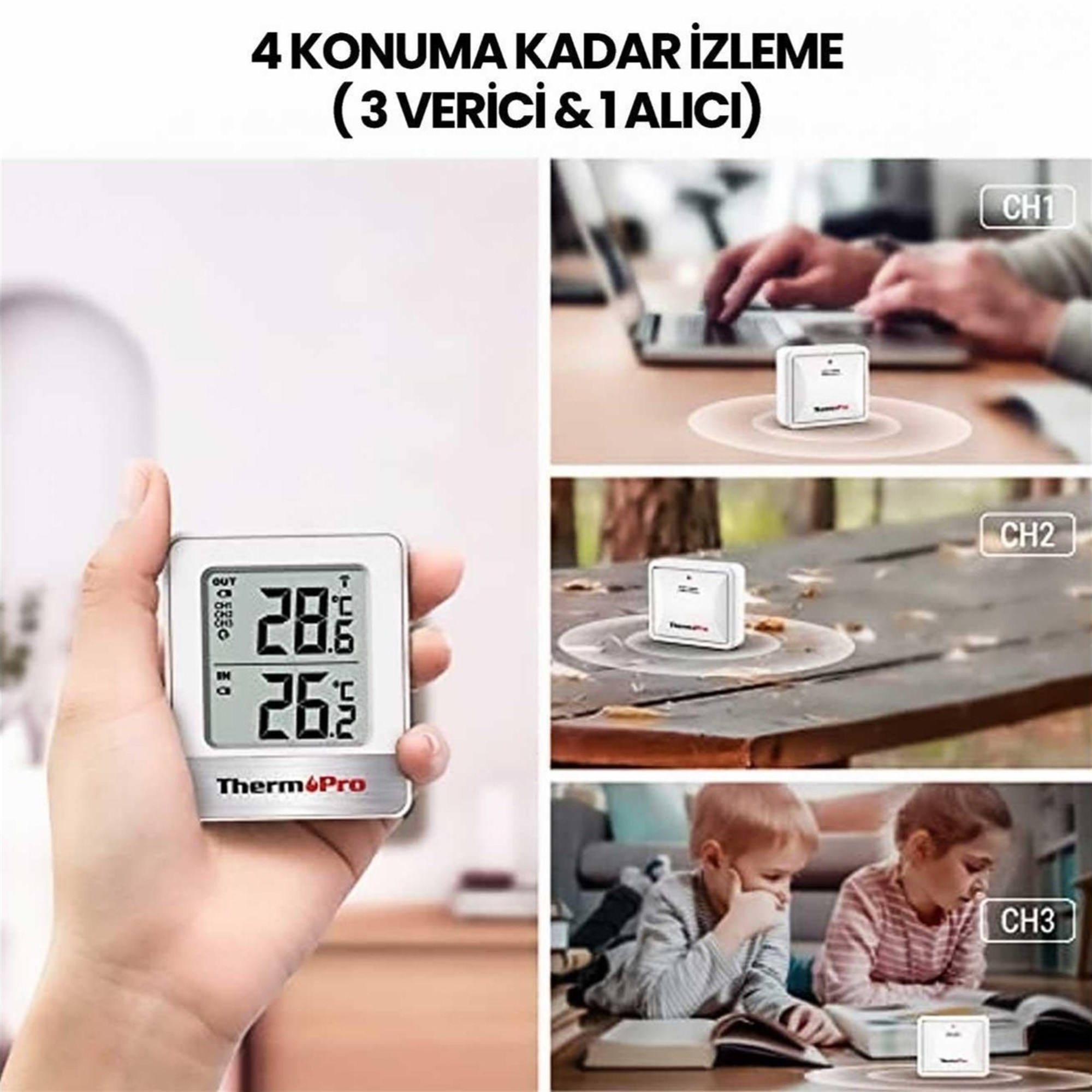 ThermoPro TP200C Wifi İç-Dış Mekan Dijital Sıcaklık Termometre