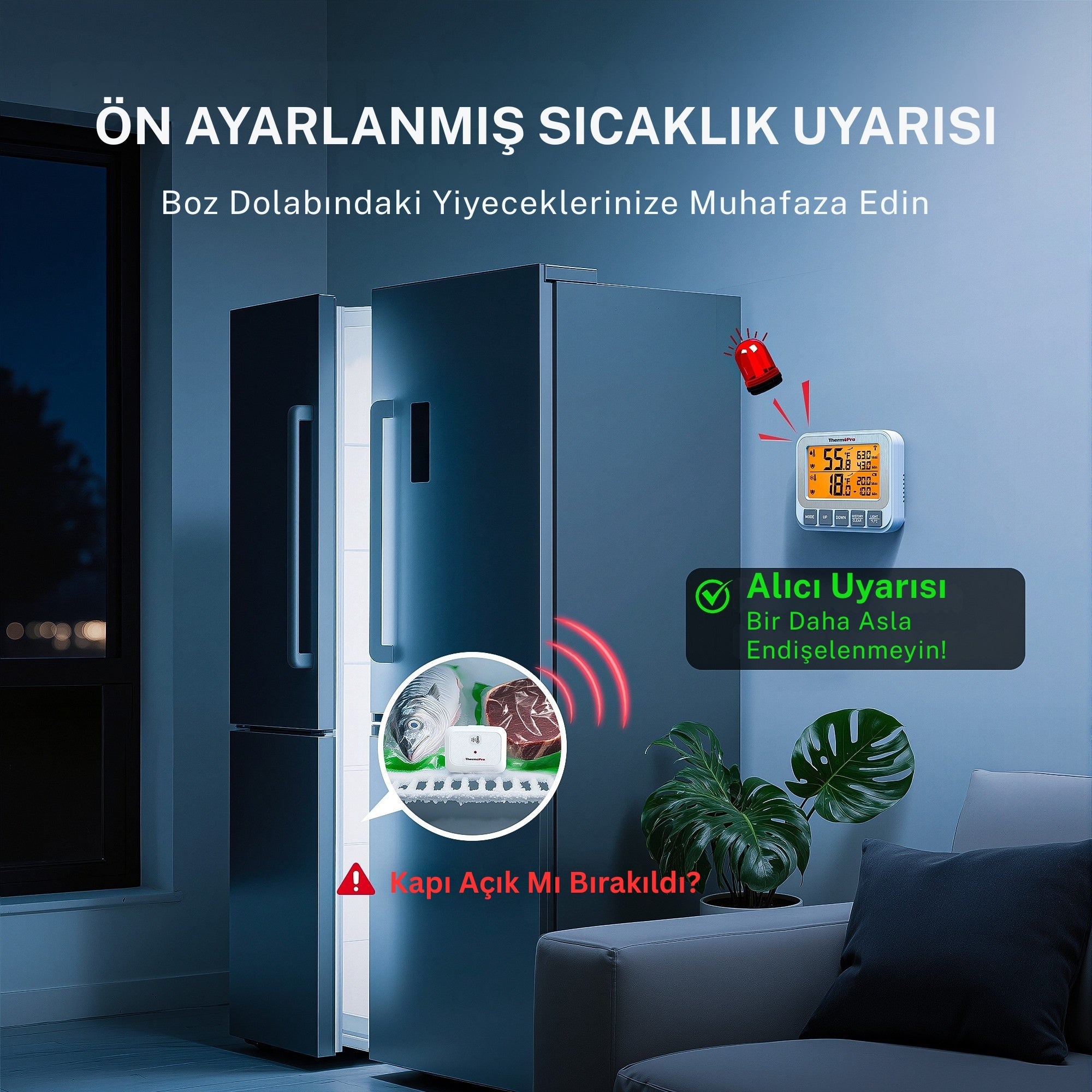 Thermopro TP210 150m Sensörlü Derin Dondurucu Buzdolabı Max/Min Sıcaklık Ölçer Termometre