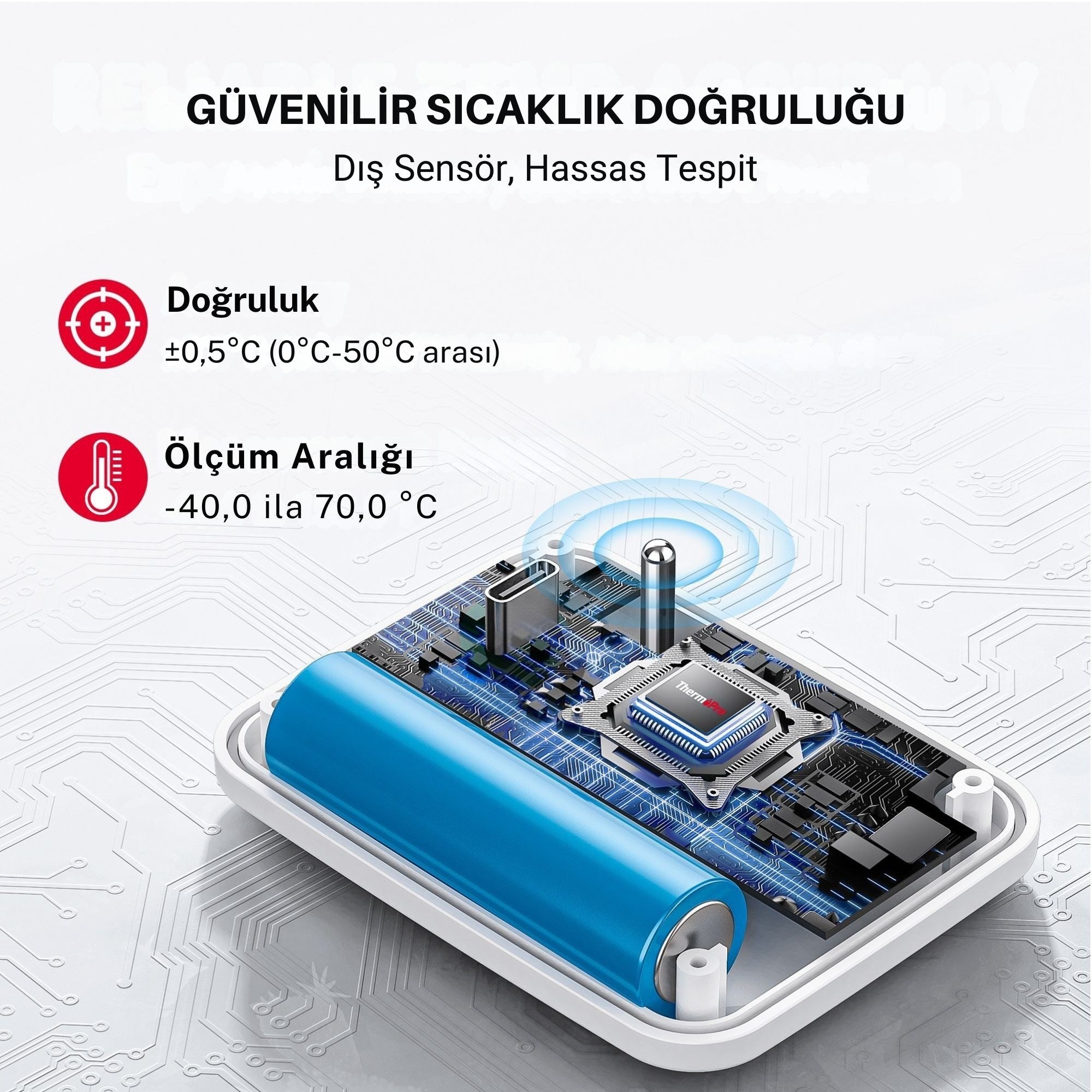 Thermopro TP210 150m Sensörlü Derin Dondurucu Buzdolabı Max/Min Sıcaklık Ölçer Termometre