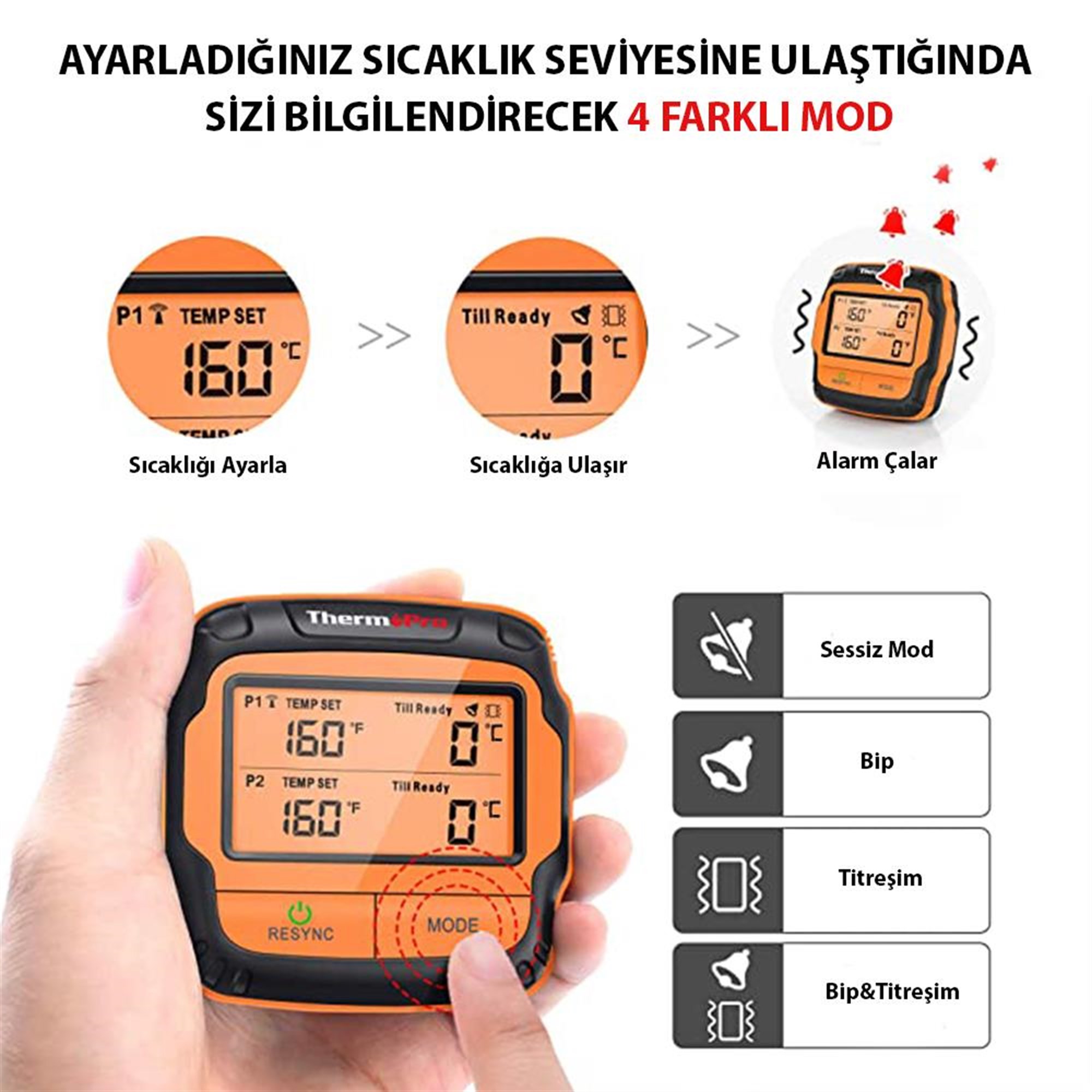 ThermoPro TP28 150m Mesafeli Kablosuz Profesyonel Saplama Gıda ve Izgara Termometresi