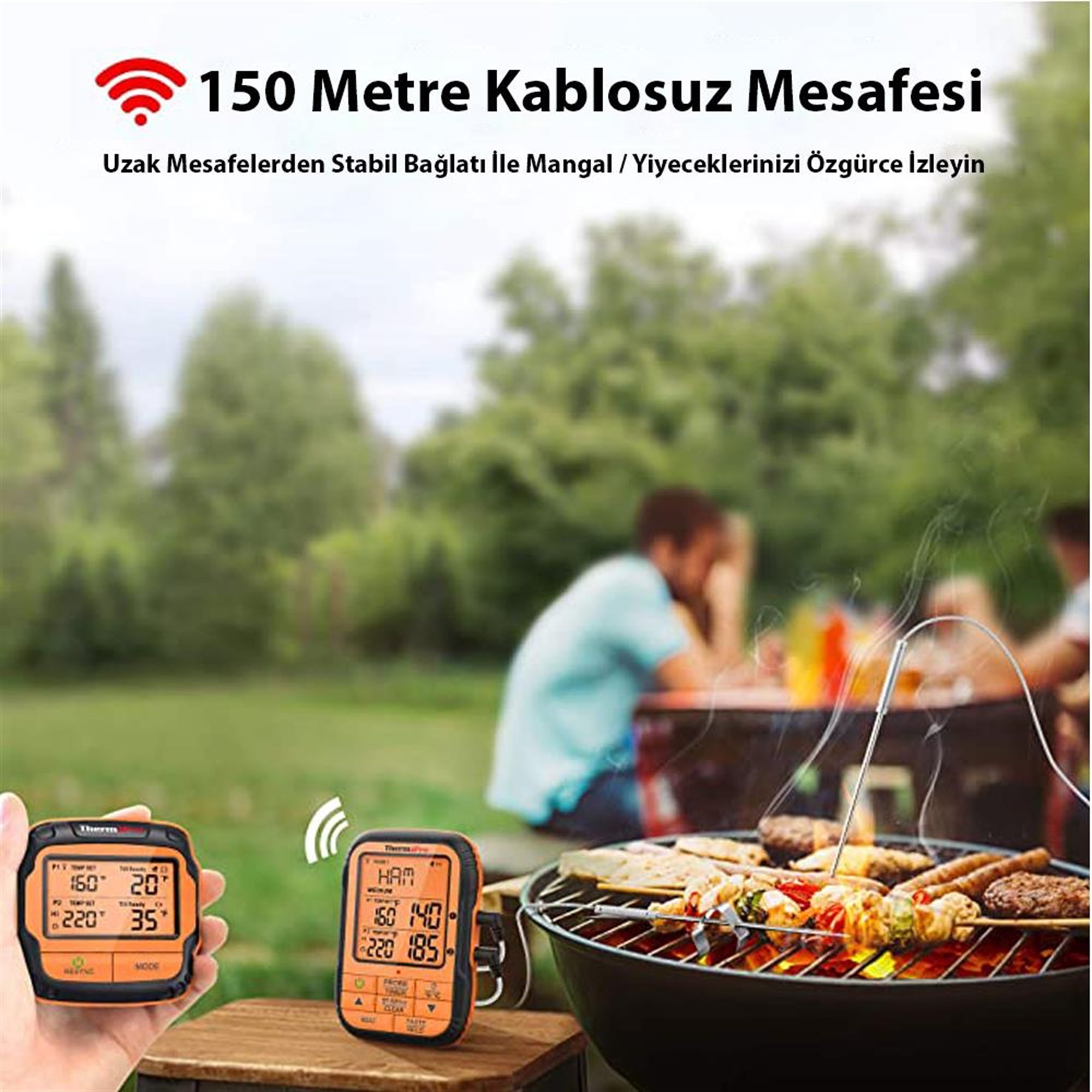 ThermoPro TP28 150m Mesafeli Kablosuz Profesyonel Saplama Gıda ve Izgara Termometresi