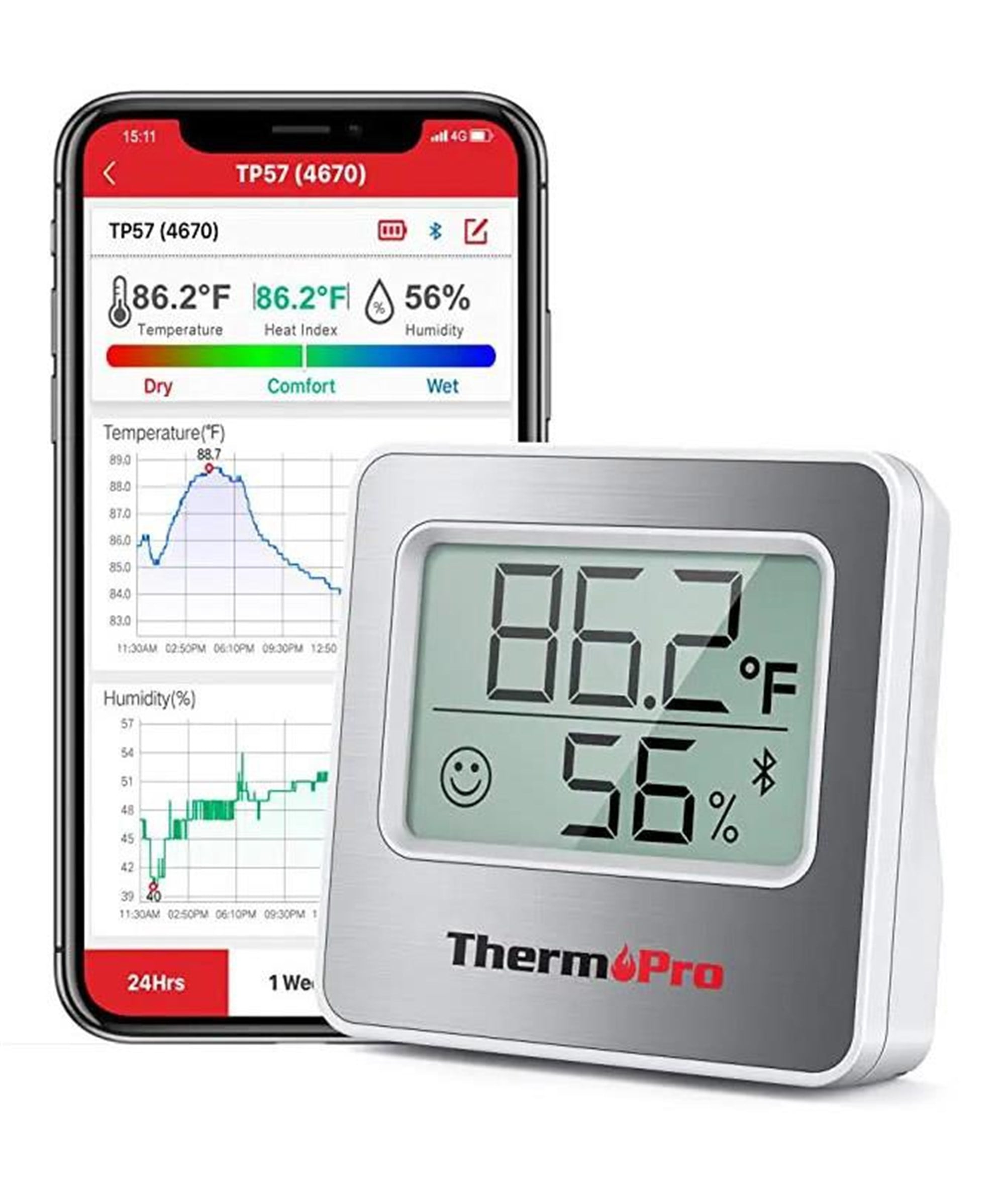 ThermoPro TP357 Akıllı İç Mekan Sıcaklık ve Nem Ölçer Termometre