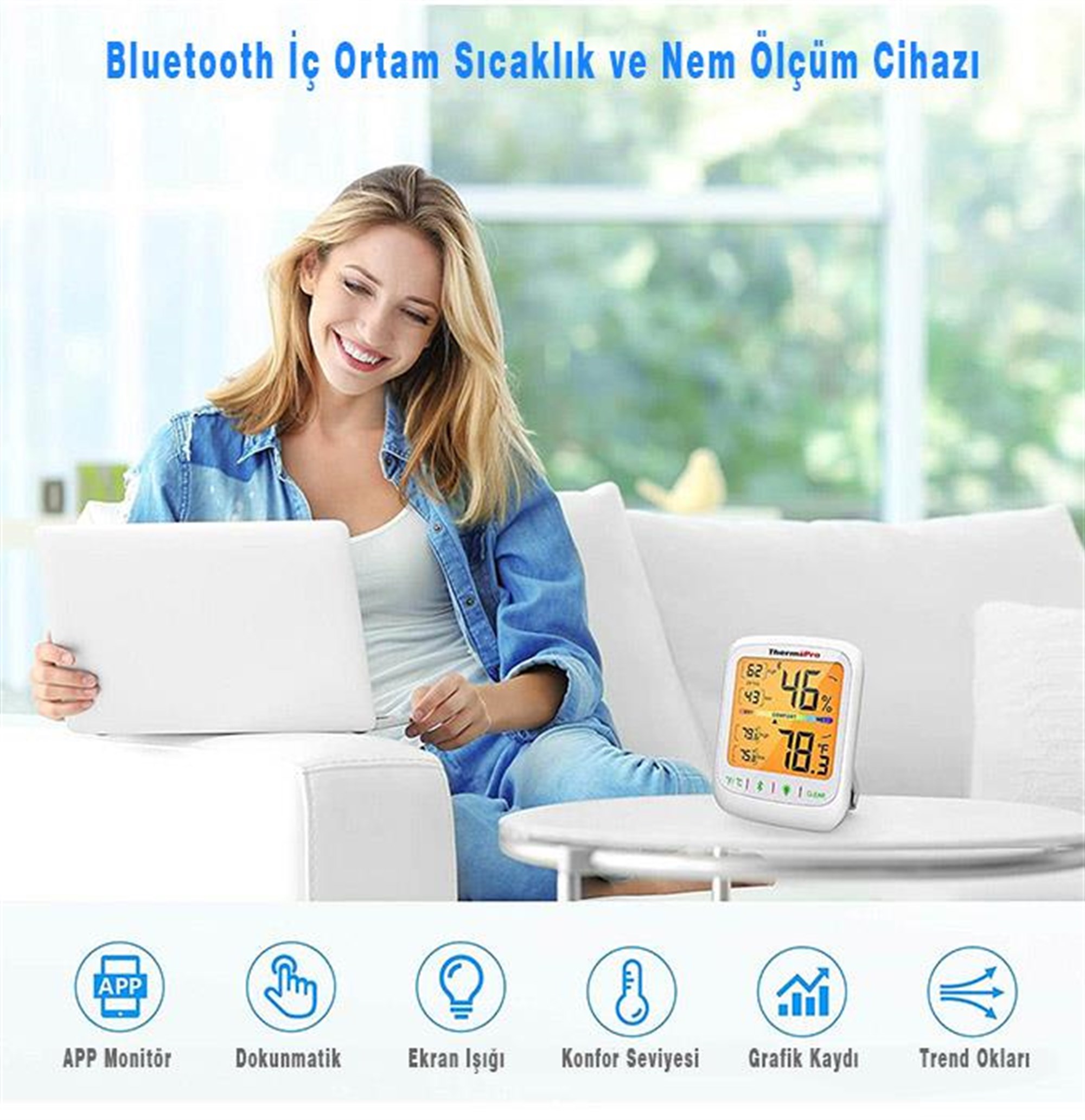 ThermoPro TP359 Akıllı İç Mekan Sıcaklık ve Nem Ölçer Termometre