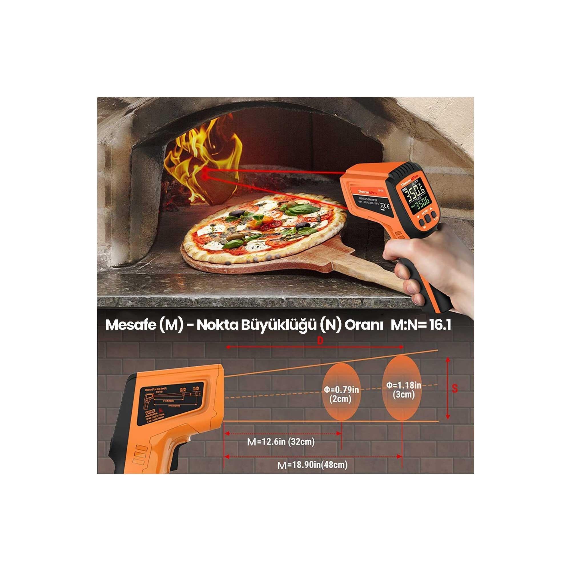 ThermoPro TP450 -50C/+550C Antişok Dual Lazer Endüstriyel Kızılötesi Temassız Termometre
