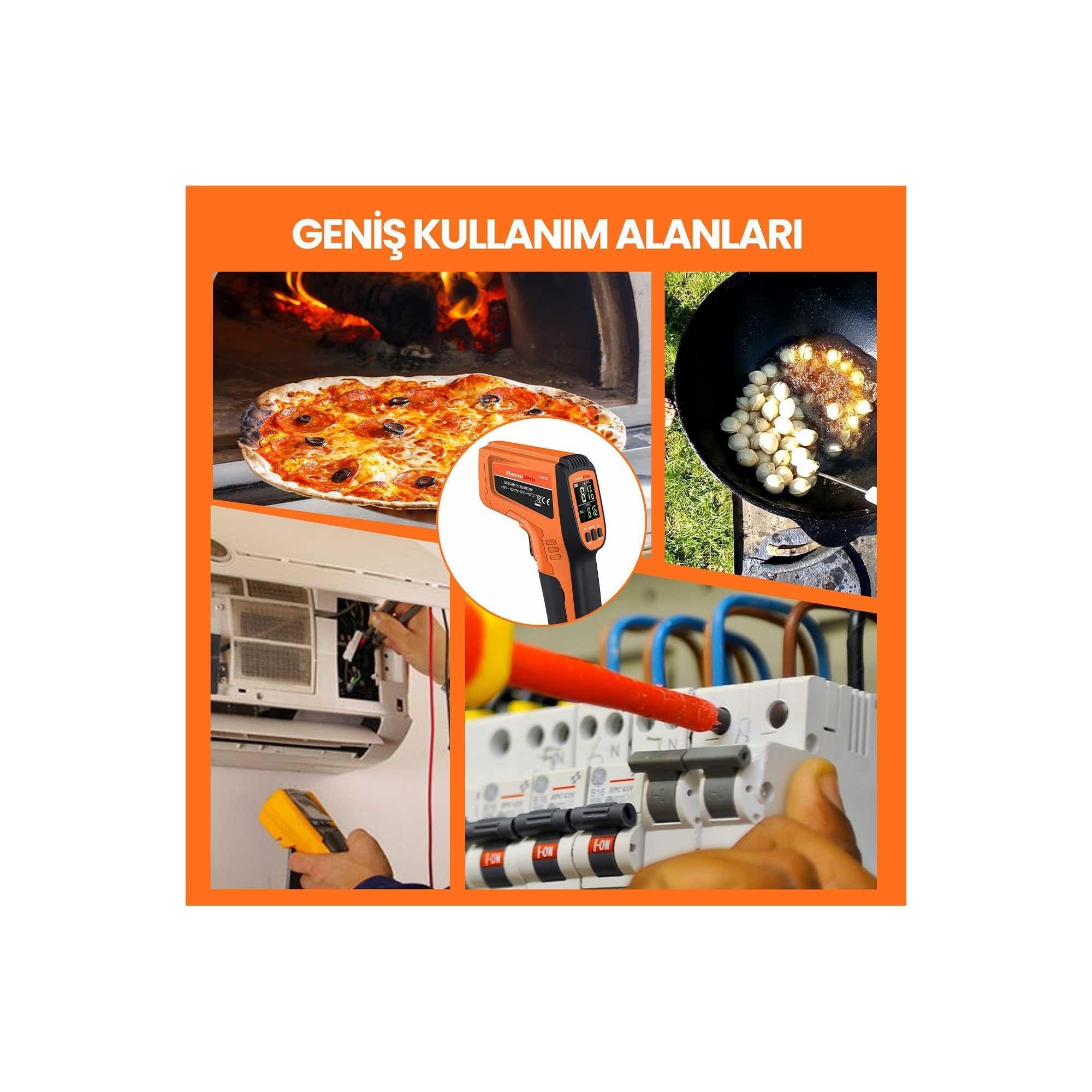 ThermoPro TP450 -50C/+550C Antişok Dual Lazer Endüstriyel Kızılötesi Temassız Termometre
