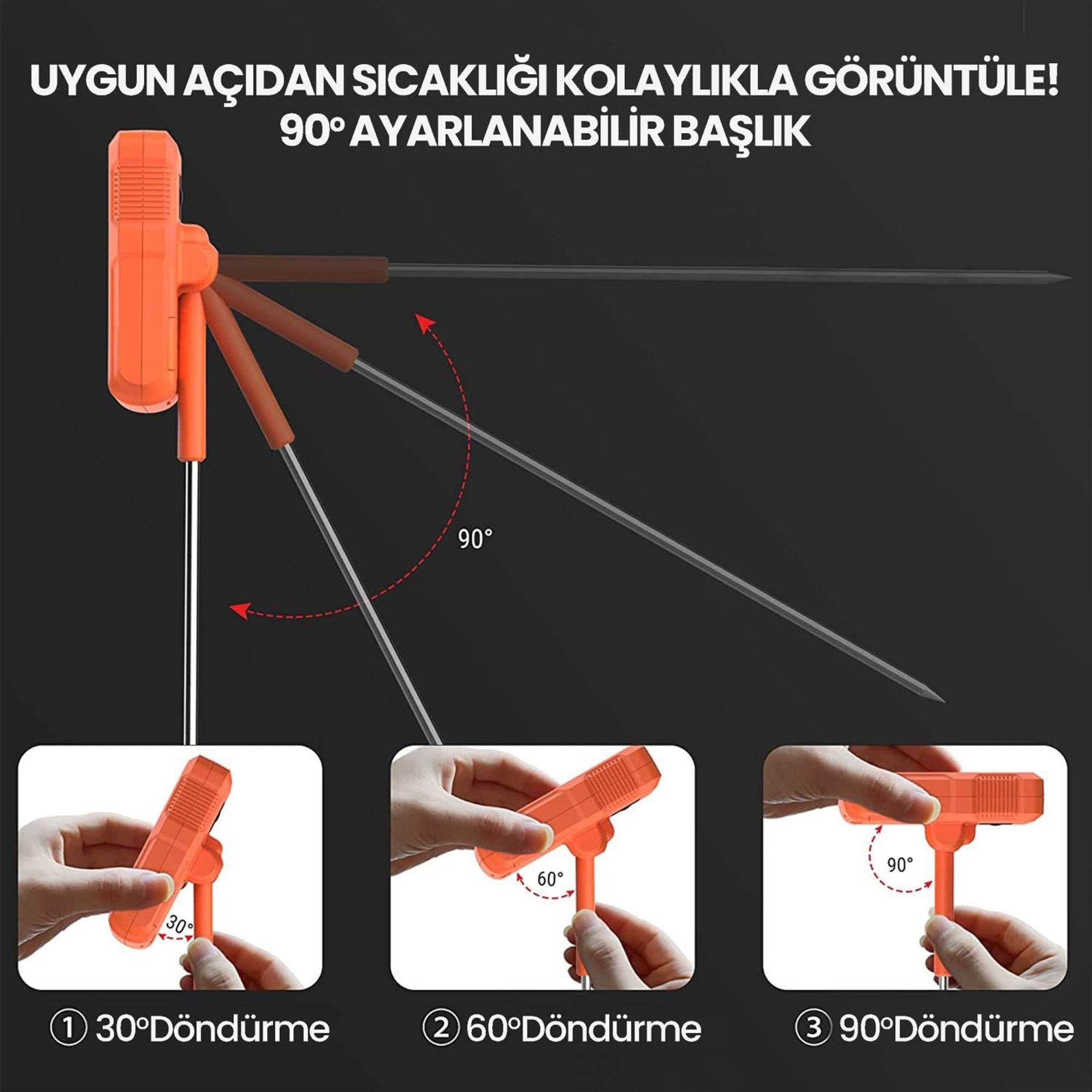 ThermoPro TP510 Su Geçirmez, Dijital ve Işıklı Daldırma/Saplama Profesyonel Gıda Termometresi