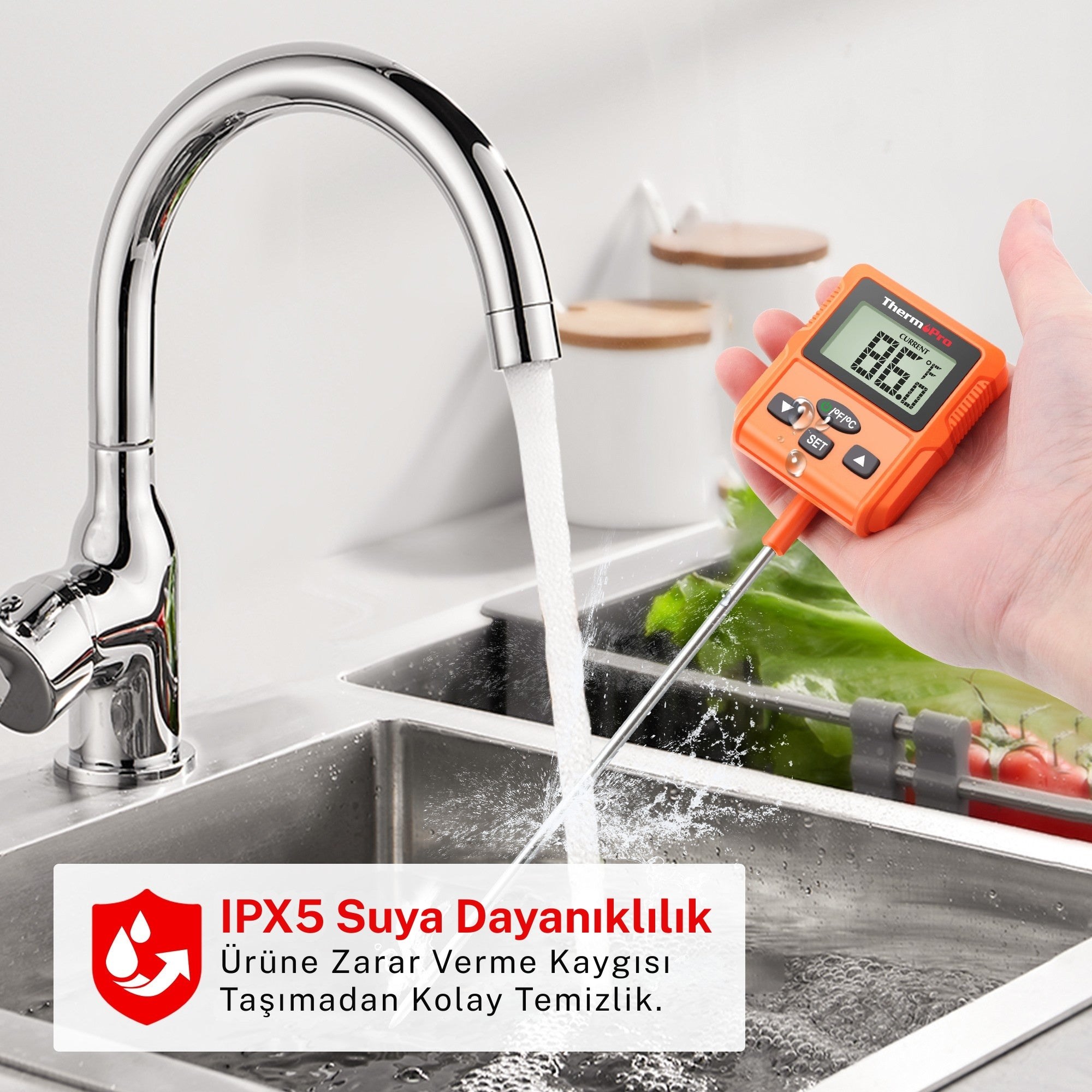 Thermopro TP511 Uzun Problu Programlanabilir Alarmlı Geniş Ekranlı Pişirme Termometresi