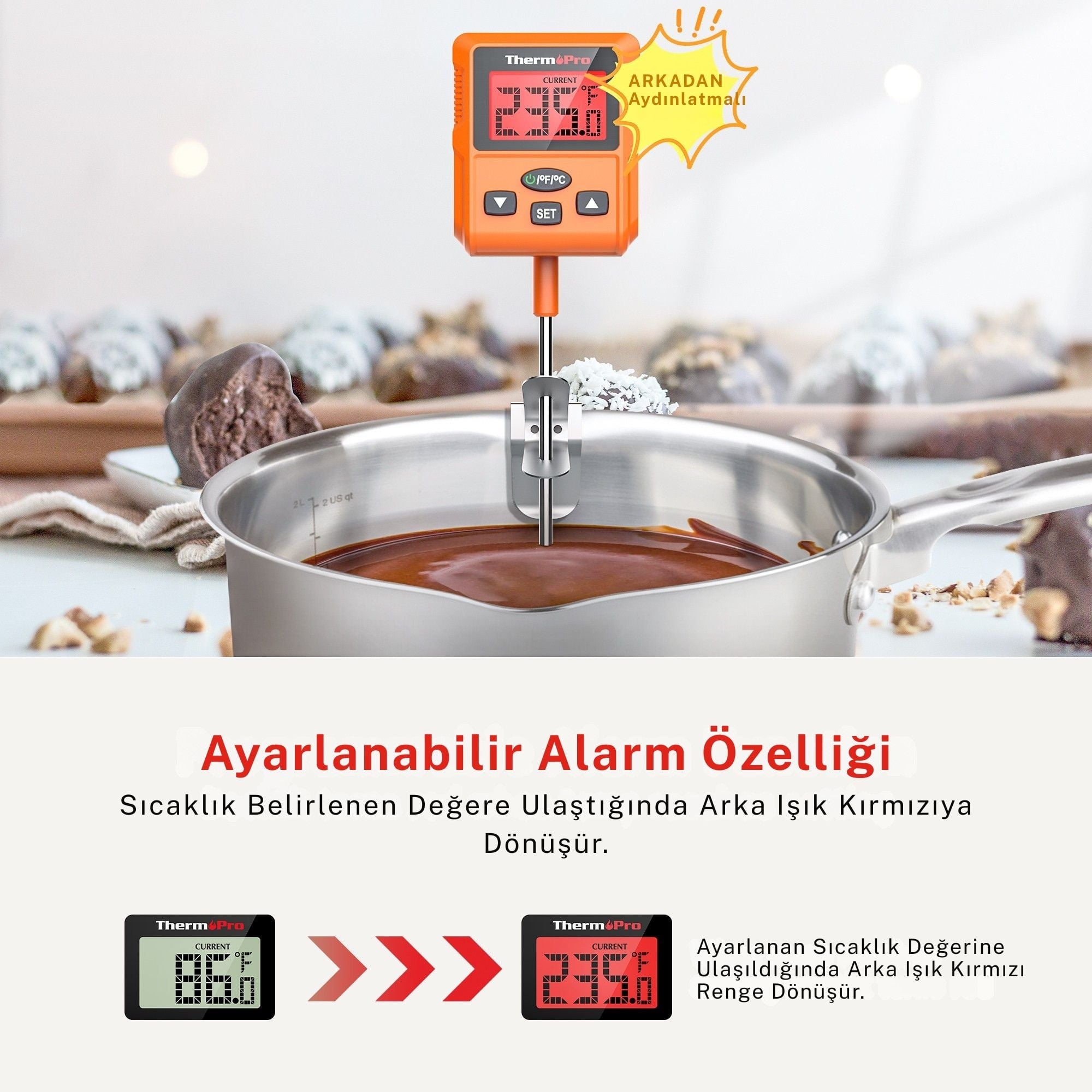 Thermopro TP511 Uzun Problu Programlanabilir Alarmlı Geniş Ekranlı Pişirme Termometresi