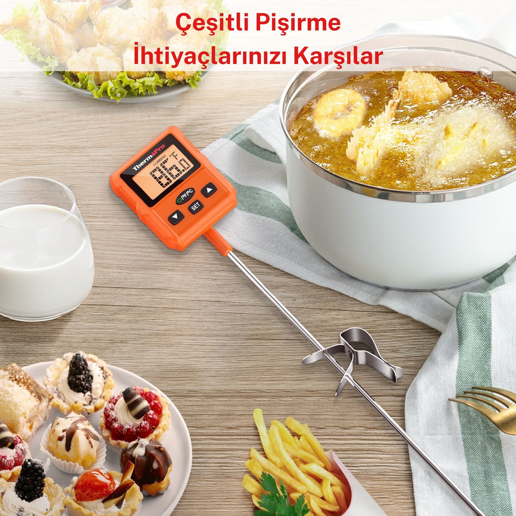 Thermopro TP511 Uzun Problu Programlanabilir Alarmlı Geniş Ekranlı Pişirme Termometresi