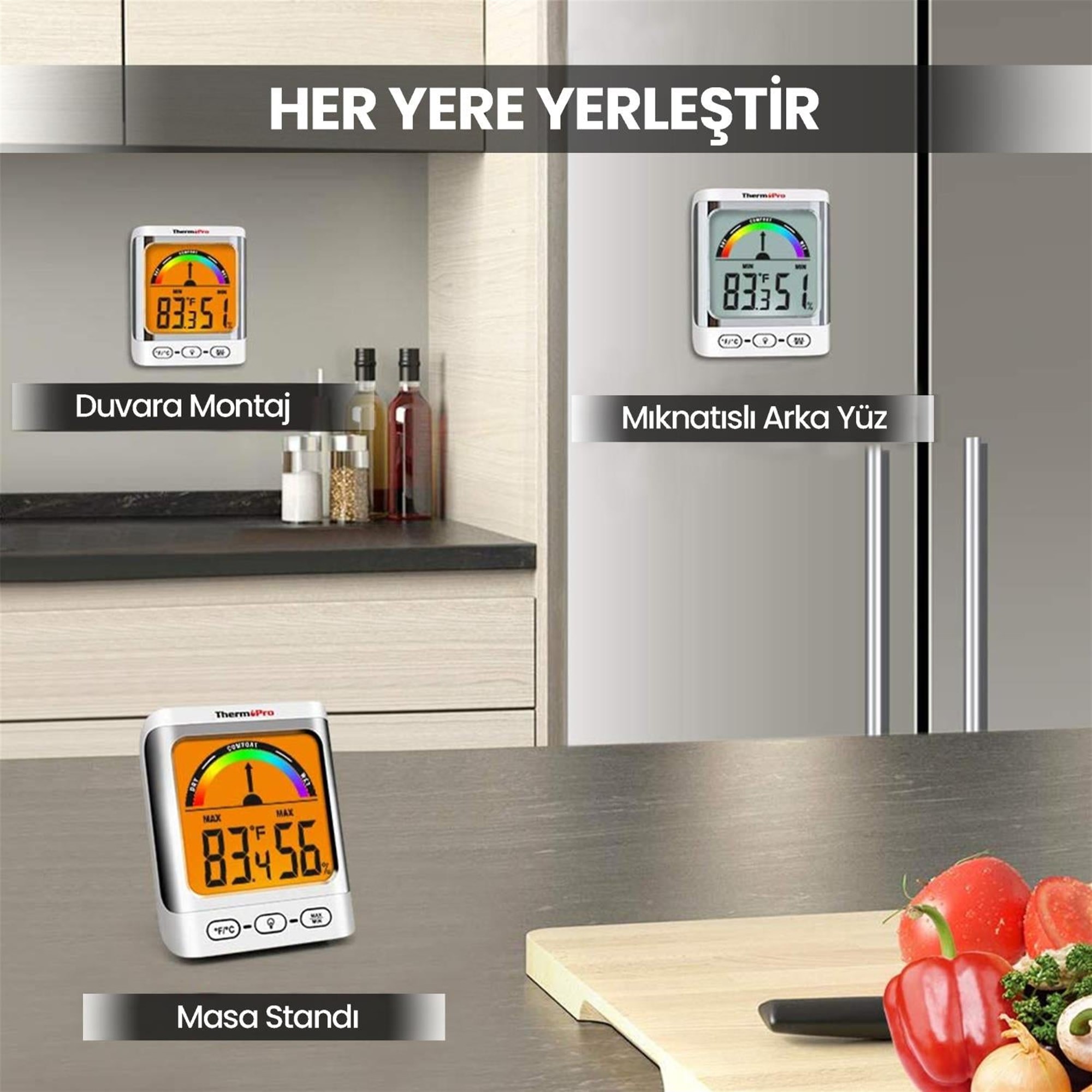 ThermoPro TP52 Konfor Göstergesi Kadranlı İç Mekan Dijital Sıcaklık ve Nem Ölçer Termometre