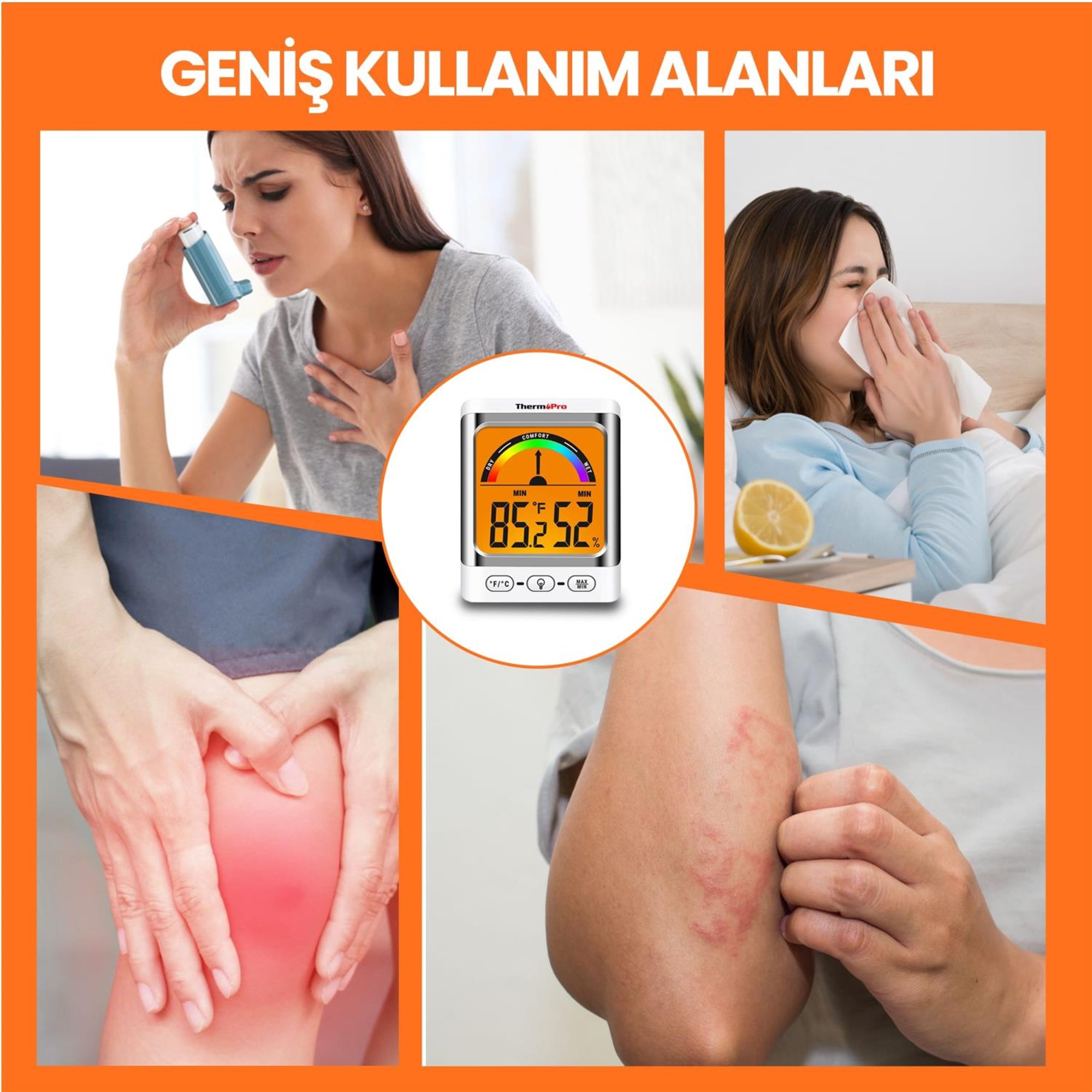 ThermoPro TP52 Konfor Göstergesi Kadranlı İç Mekan Dijital Sıcaklık ve Nem Ölçer Termometre