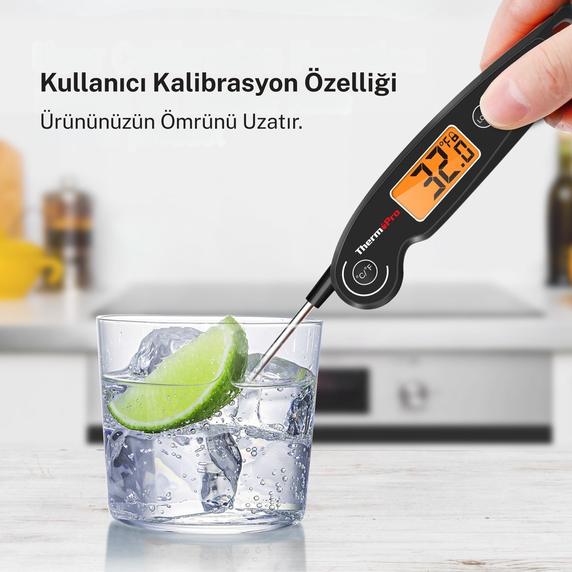 Thermopro TP605 Katlanabilir Problu Profesyonel  Gıda Pişirme Termometresi-Siyah