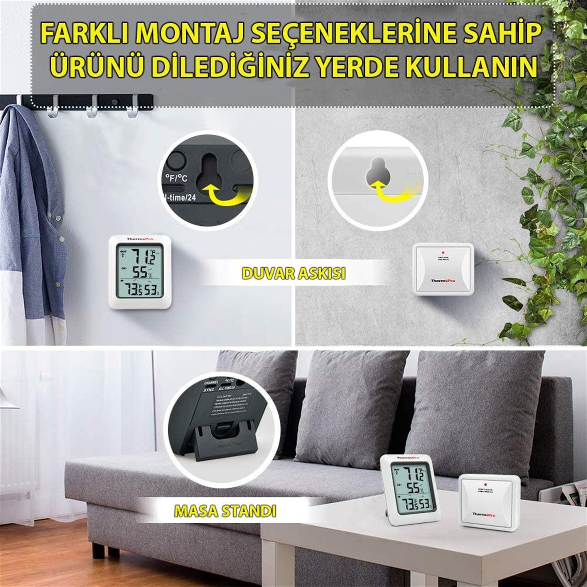 ThermoPro TP60C Wifi İç-Dış Mekan Dijital Sıcaklık ve Nem Ölçer