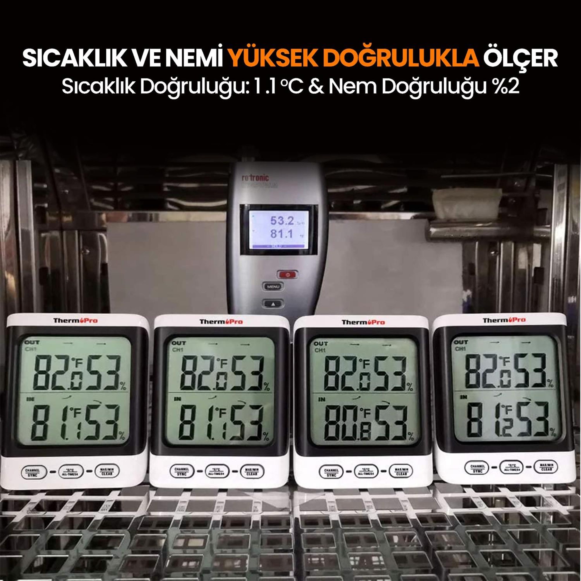 ThermoPro TP62 İç ve Dış Mekan (Sensörlü) Dijital Sıcaklık ve Nem Ölçer