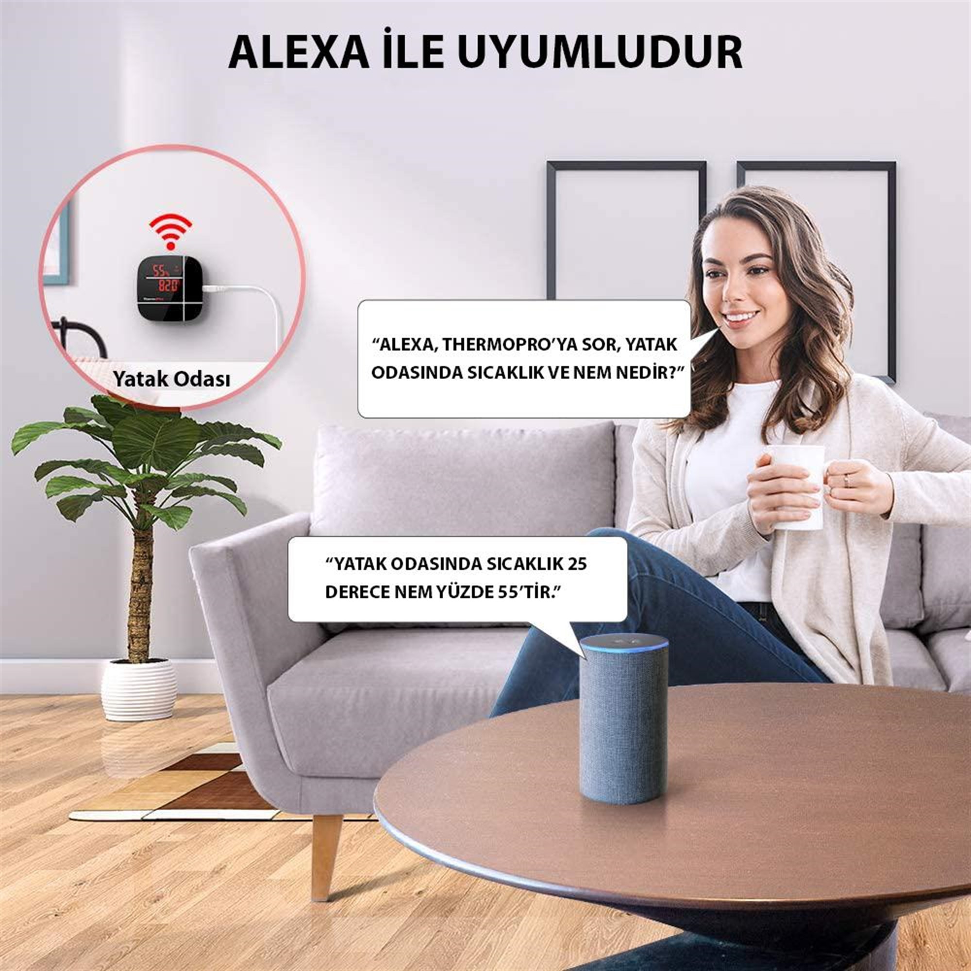 ThermoPro TP90 WiFi App Kontrollü Sıcaklık ve Nem Termometresi