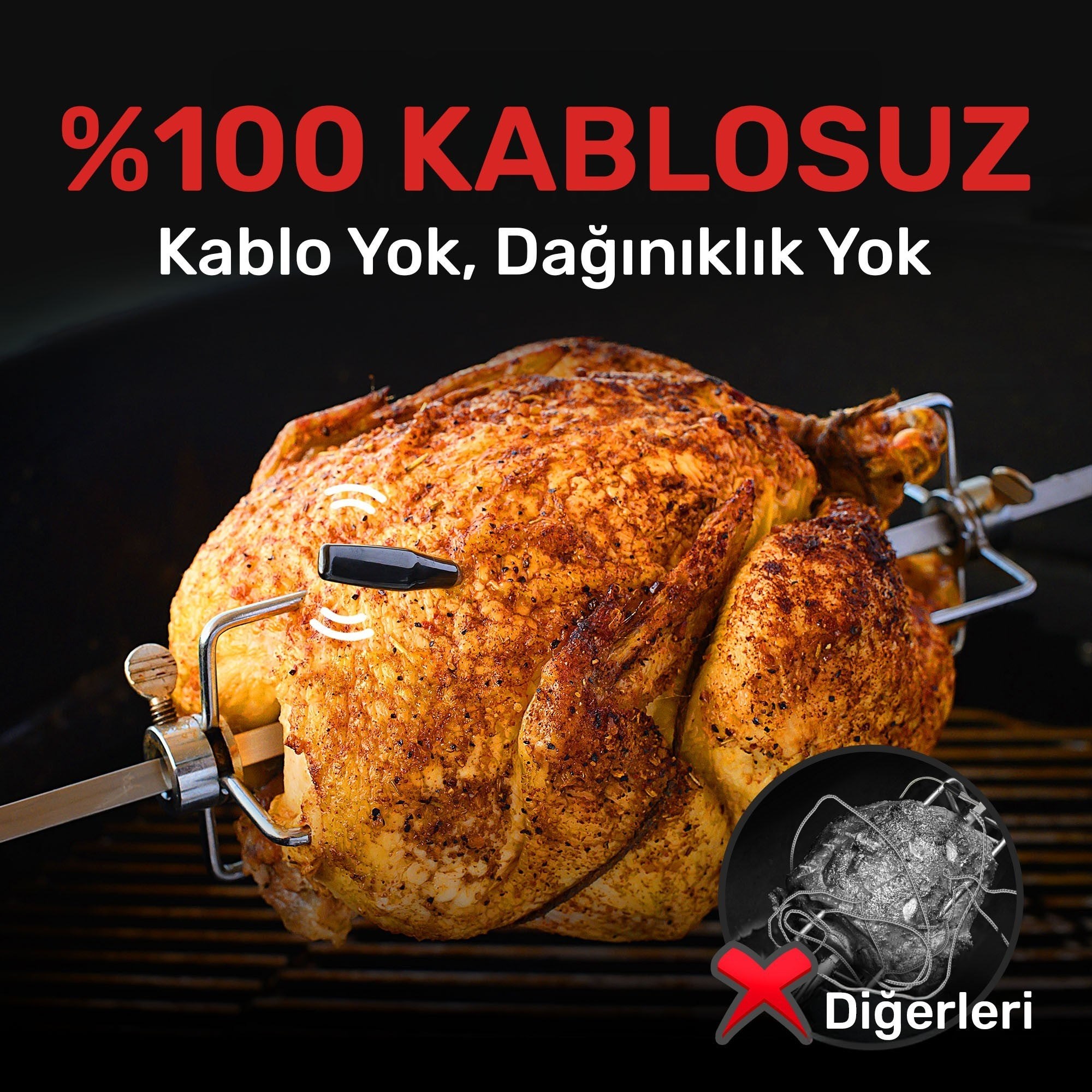 Thermopro TP970 Şarjlı 182m Kablosuz Alarmlı 1Problu Telefon Kontrollü Profesyonel Gıda Termometresi