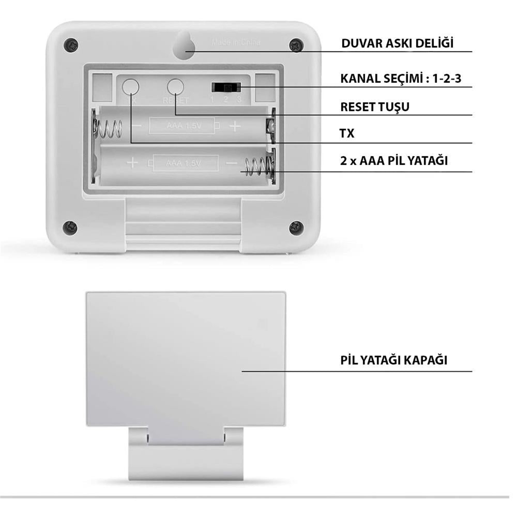 ThermoPro TX2C İlave Dış Sensör (TP60C, TP62C, TP63C, TP65C) İçin Uyumludur