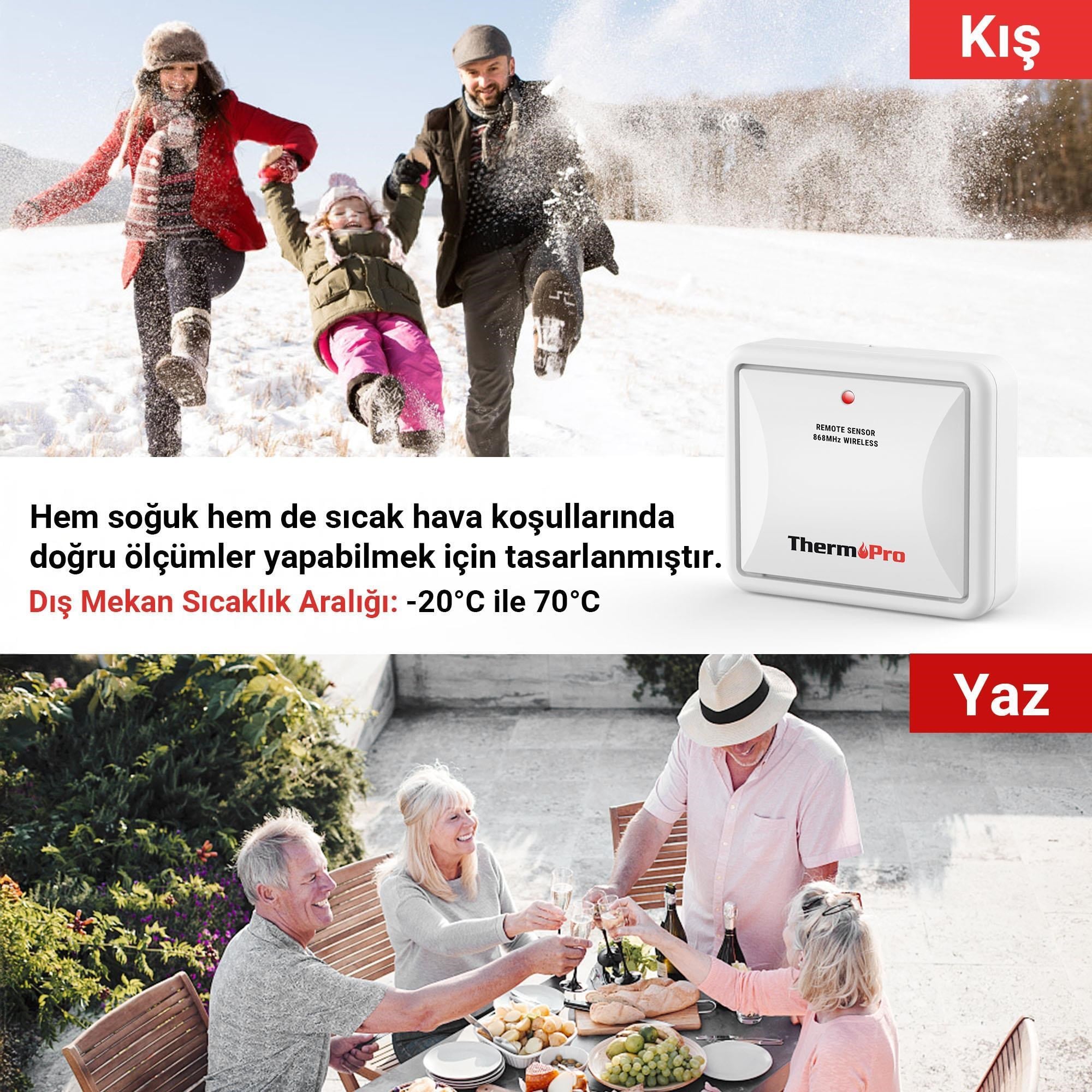 ThermoPro TX2CA İlave Dış Sensör, TP200C modeli ile uyumludur.