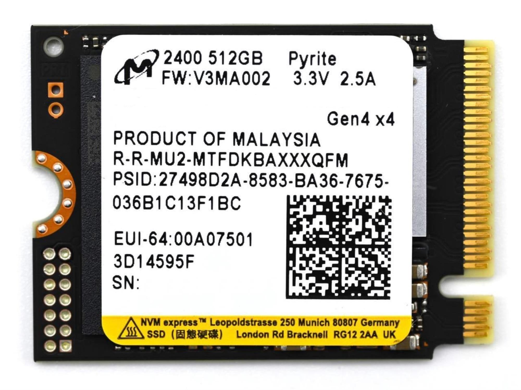 Micron 2400A 512GB M.2 2230 NVMe SSD