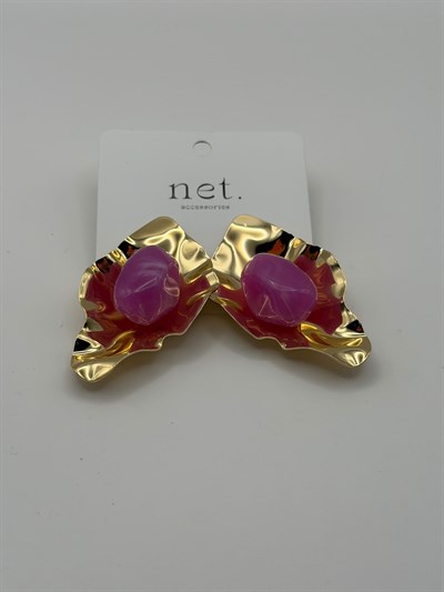 ASİMETRİK GOLD PEMBE VİNTEGE KÜPE