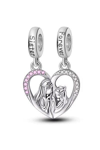 Ayrılabilir Daima Kız Kardeş Kalp Sallantılı Charm
