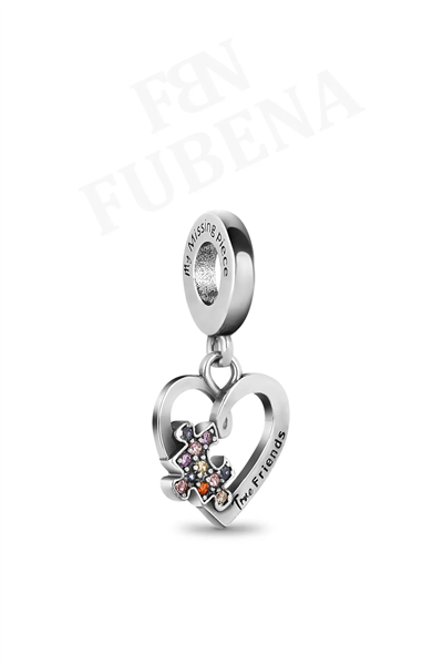 Fubena Puzzle Parçası ve Kalpli Arkadaşlık Sallantılı Charm