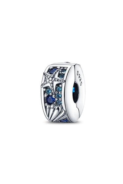 Istiridye Ve Yıldız 925 Ayar Gümüş Klips Charm