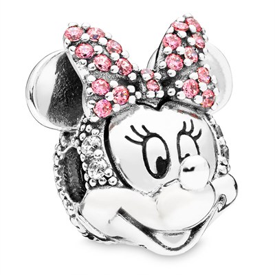 Pembe Taşlı Puantiyeli Miniş Fare Charm