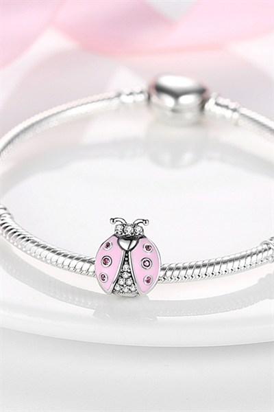 Taşlı Pembe Uğur Böceği Charm