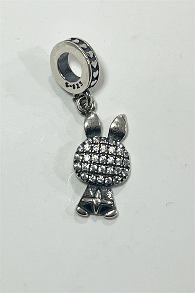Yerli Üretim  Taşlı Parıltılı Tavşan Sallantılı Charm